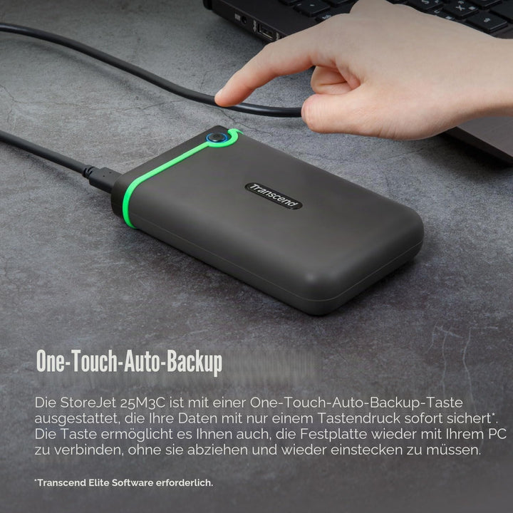 Transcend 2 TB USB Type-C Storejet 25M3C – 2, 5 Zoll Externe Festplatte Stossfest Typ C TS2TSJ25M3C,