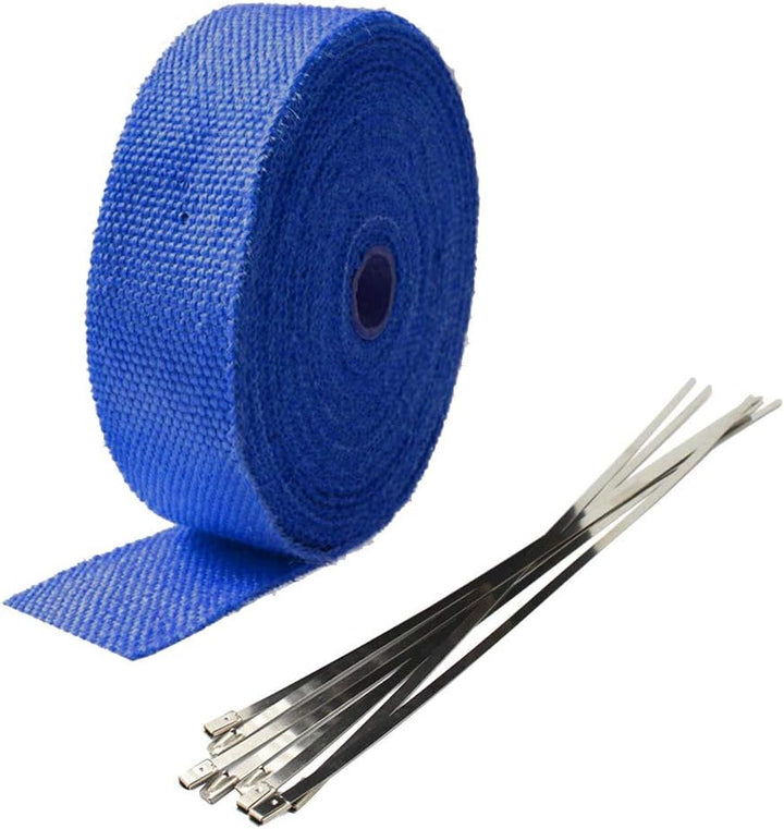 Mintice 5CM X 10M Fiberglas Blau Hitzeschutzband Auspuffband Auspuff Hitze Wickel Schild Hülle Auto