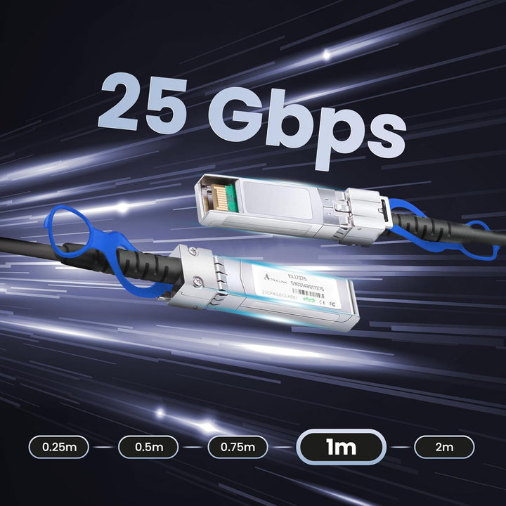 EXTRALINK DAC SFP28 Kabel 1m – Passives Twinax Kabel 25Gbit, SFP28 zu SFP28, MSA kompatibel, für Ubi