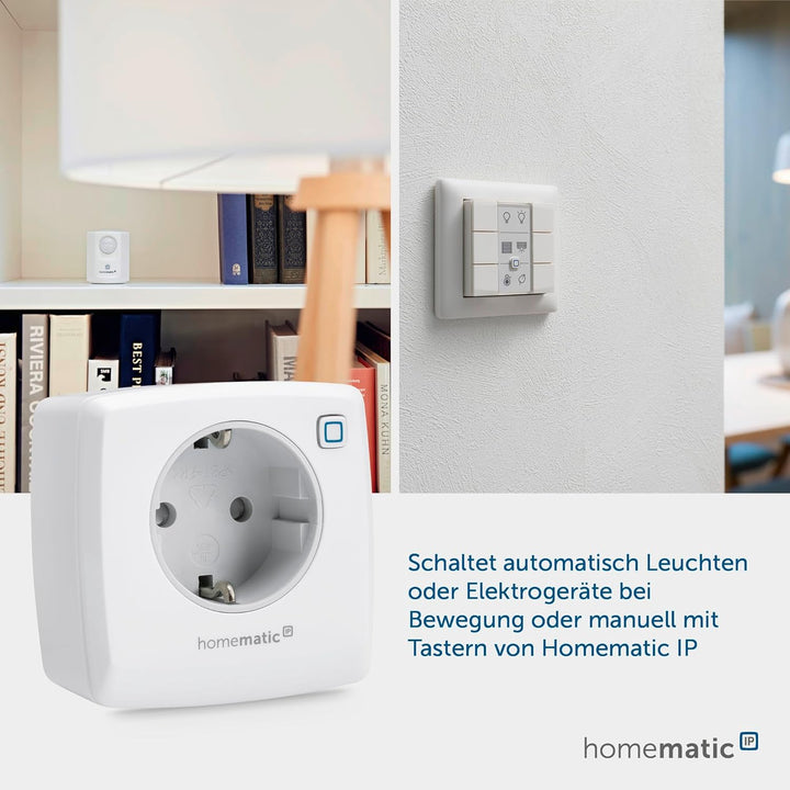 Homematic IP Access Point 2 + 2X Schaltsteckdose, Smart Home, digitaler Zwischenstecker steuert Leuc