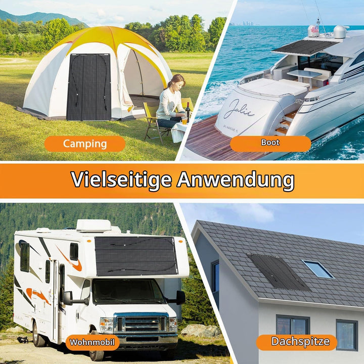etfe Flexibel Solarpanel 100W 12V Monokristallines Photovoltaik Solarmodul Off-Grid für Wohnmobil, C