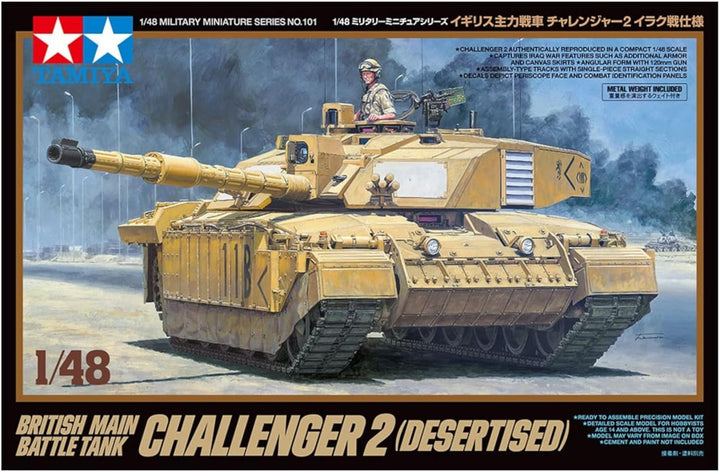 Tamiya 32601 1:48 Brit. KPz Challenger 2 (Wüste) - Modellbau, Plastik Bausatz, Hobby, Basteln, Klebe