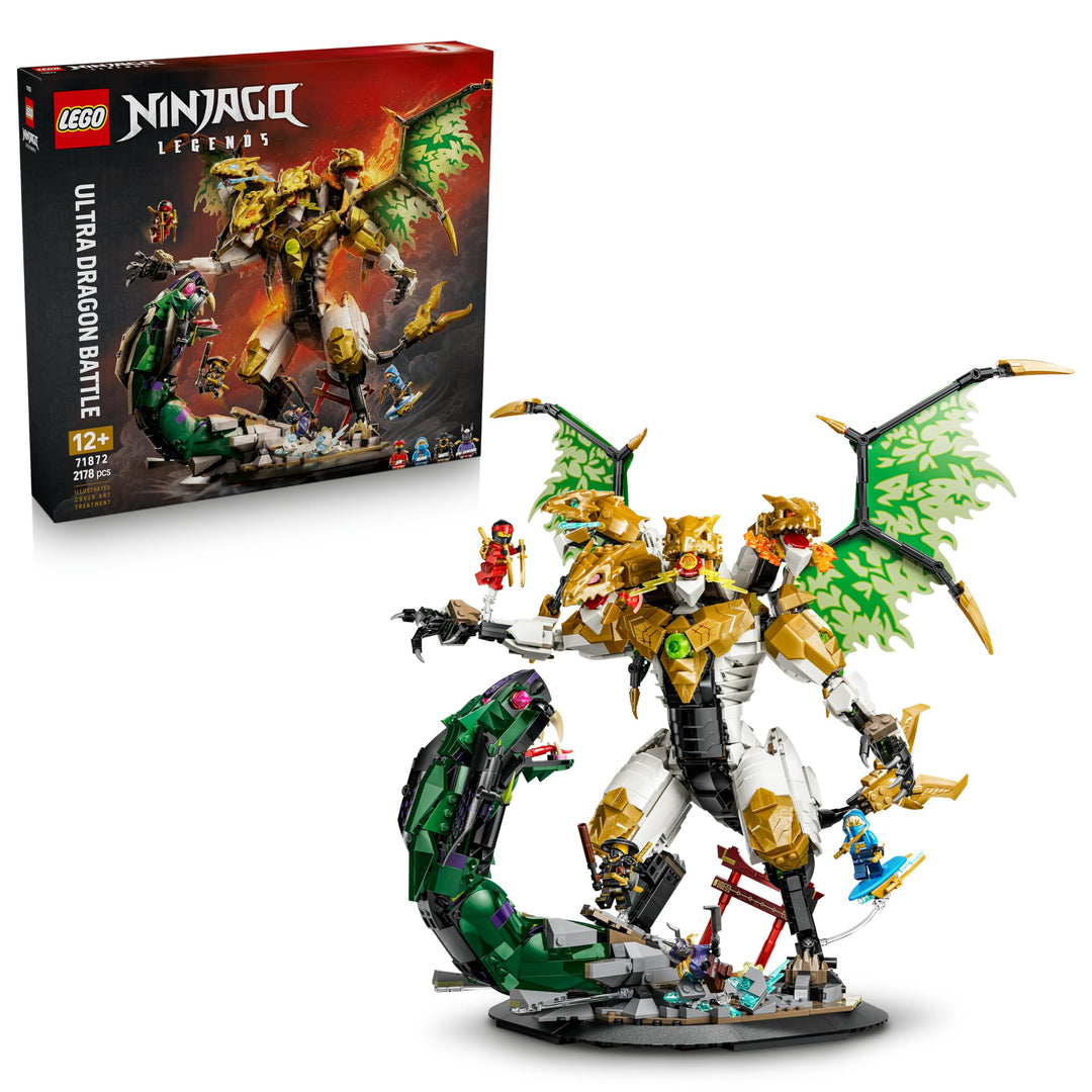LEGO NINJAGO Duell mit dem Ultradrachen - Spielzeug mit 4-köpfiger Actionfigur, Schlange & 4 Minifig