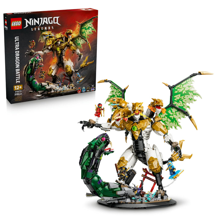 LEGO NINJAGO Duell mit dem Ultradrachen - Spielzeug mit 4-köpfiger Actionfigur, Schlange & 4 Minifig