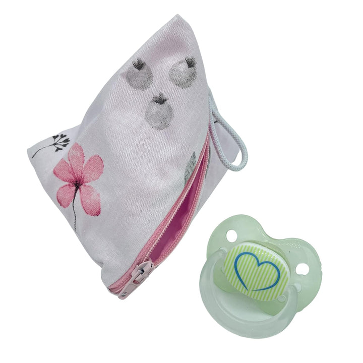 Grosse Windeltasche XXL mit Name Wickeltasche - Blumen weiss rosa grau - für Mädchen