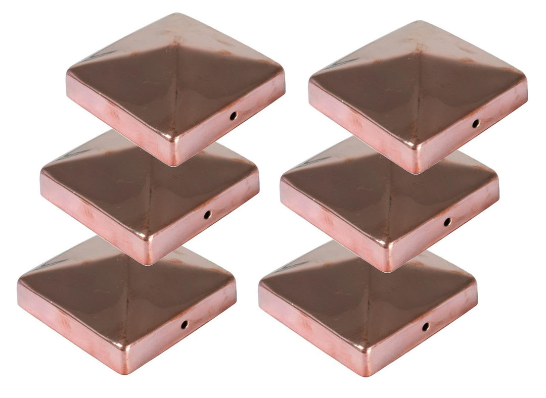 Pfostenkappen Kupfer Pyramide 91x91 mm 6er Set Zaunkappen Metall Kupfer | Pfostenkappe wetterfest mi