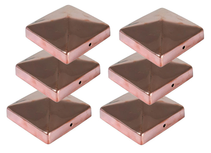 Pfostenkappen Kupfer Pyramide 91x91 mm 6er Set Zaunkappen Metall Kupfer | Pfostenkappe wetterfest mi