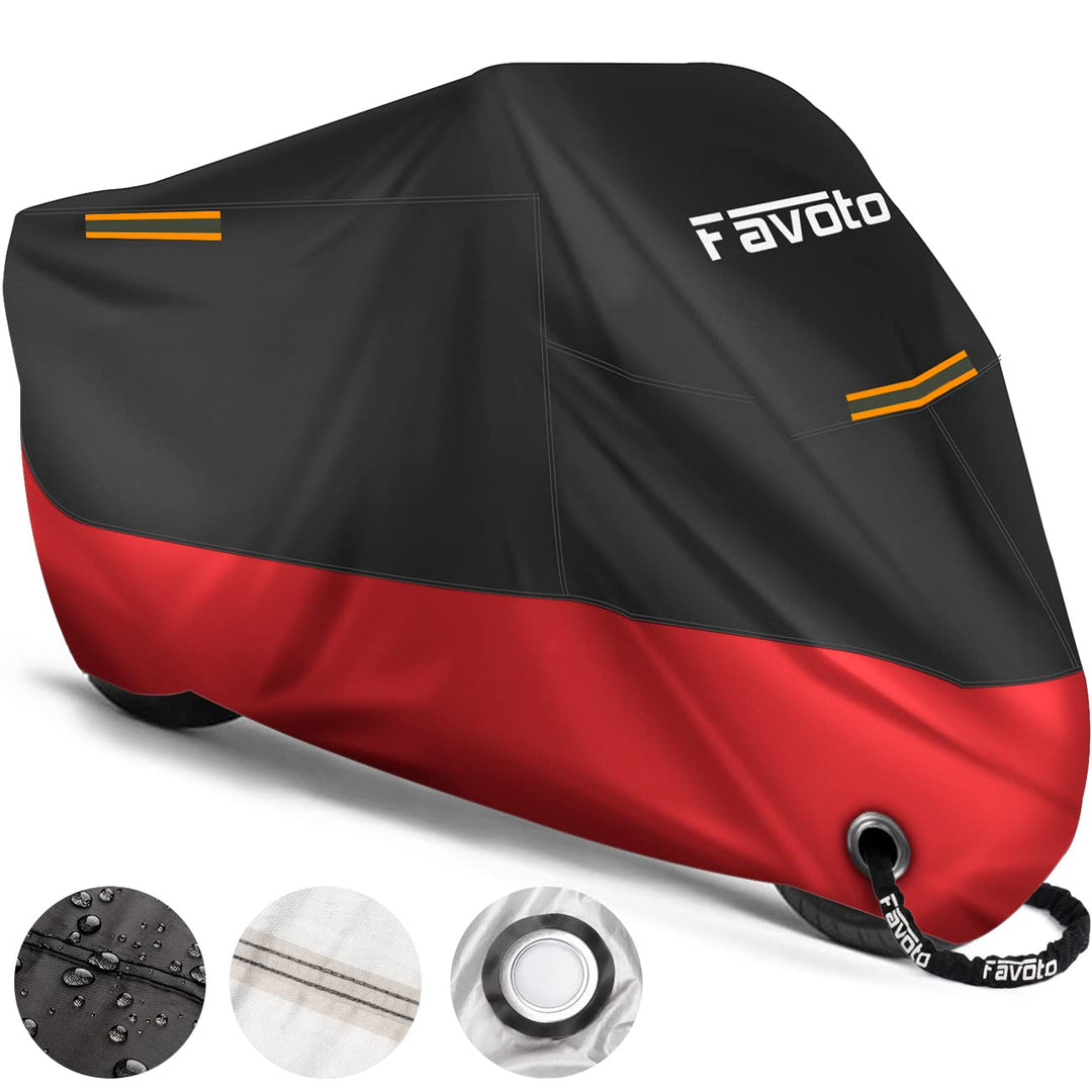 Favoto Verbesserte Version Wasserdicht Motorradabdeckung Motorrad Abdeckplane Outdoor Motorradgarage