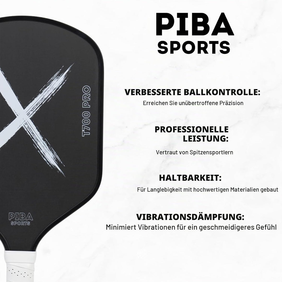 PRO Pickleball Schläger – T700 Carbon, 16mm Honeycomb, Angeraute Oberfläche für Top Spin, Verlängert