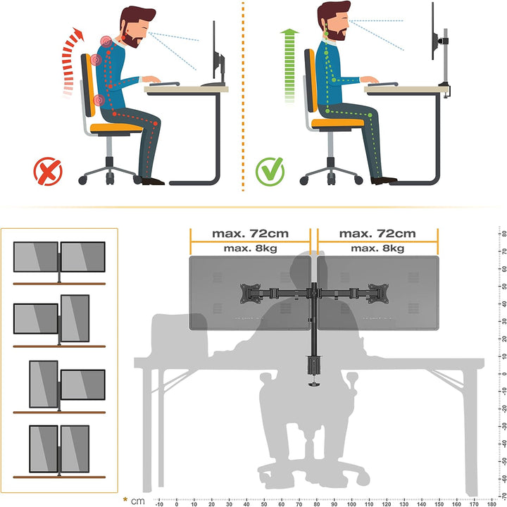 RICOO Monitorarm Monitorhalterung 2 Monitore Arm Monitor Halterung Tisch, TS5811 VESA Tischhalterung