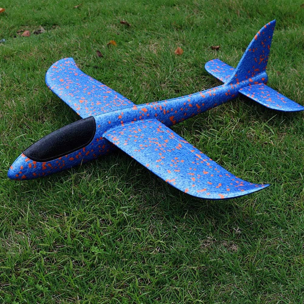Srliya EPP Foam Handwurf Flugzeug Werfen Segelflugzeug Flugzeug Outdoor Spielzeug Blau, Langlebiger