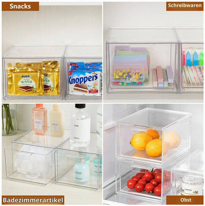 2er Schubladen Organizer – Schreibtisch Organizer – Stapelbare transparente Acryl-Schubladenbox mit
