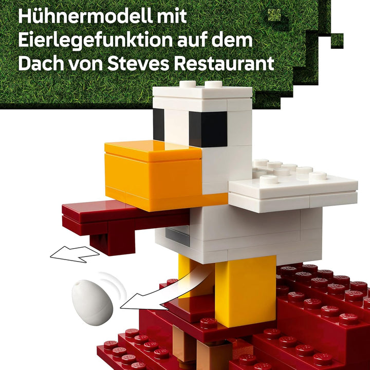 LEGO Minecraft Angriff des Ghast-Ballons - Gaming Spielzeug - Steves Haus, 4 Minifiguren - Iron Gole