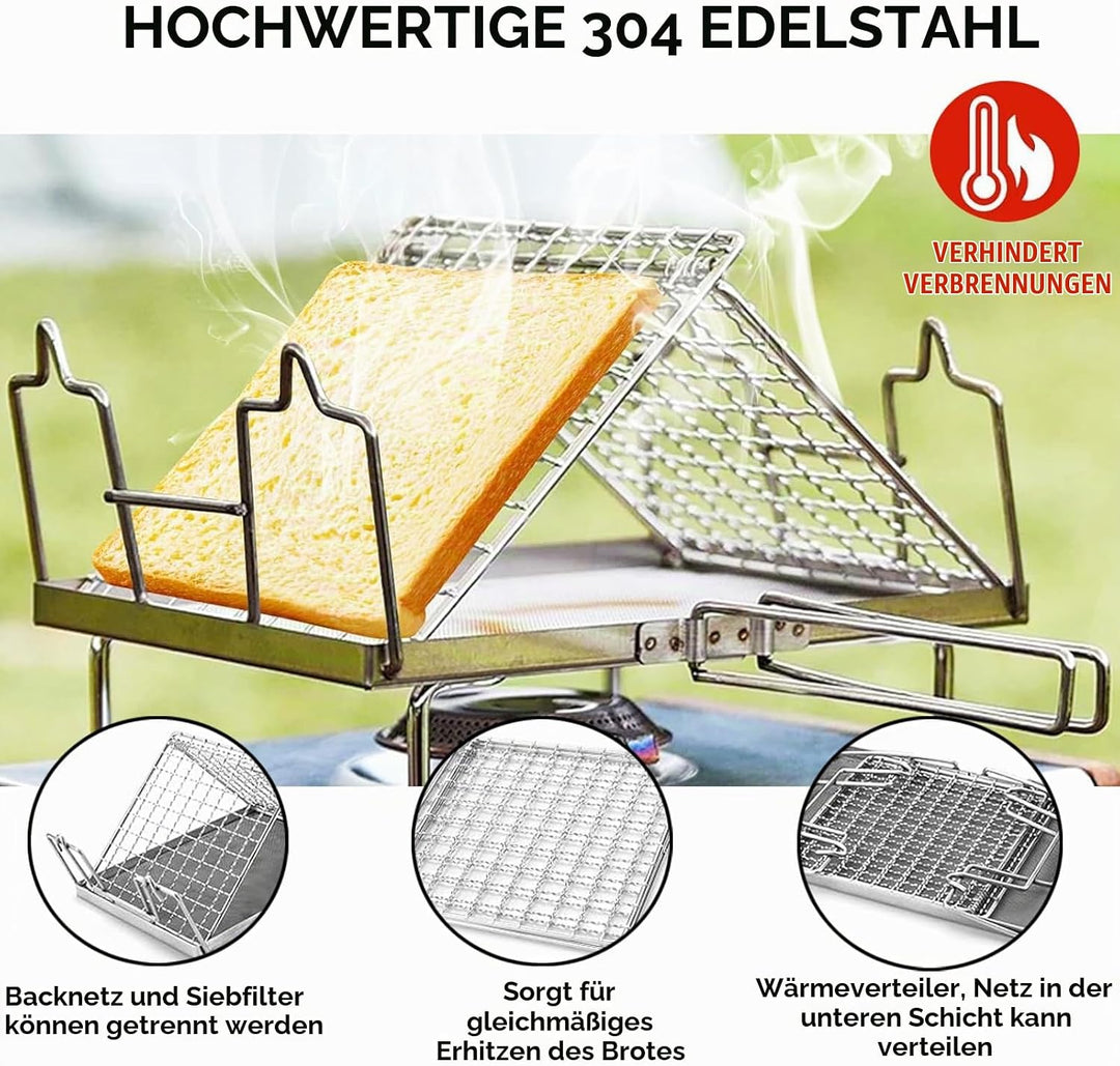 Edelstahl Camping Toaster, Faltbares Grillkorb für Brot, Hitzebeständig,Toast Racks Faltbarem, Mehrz