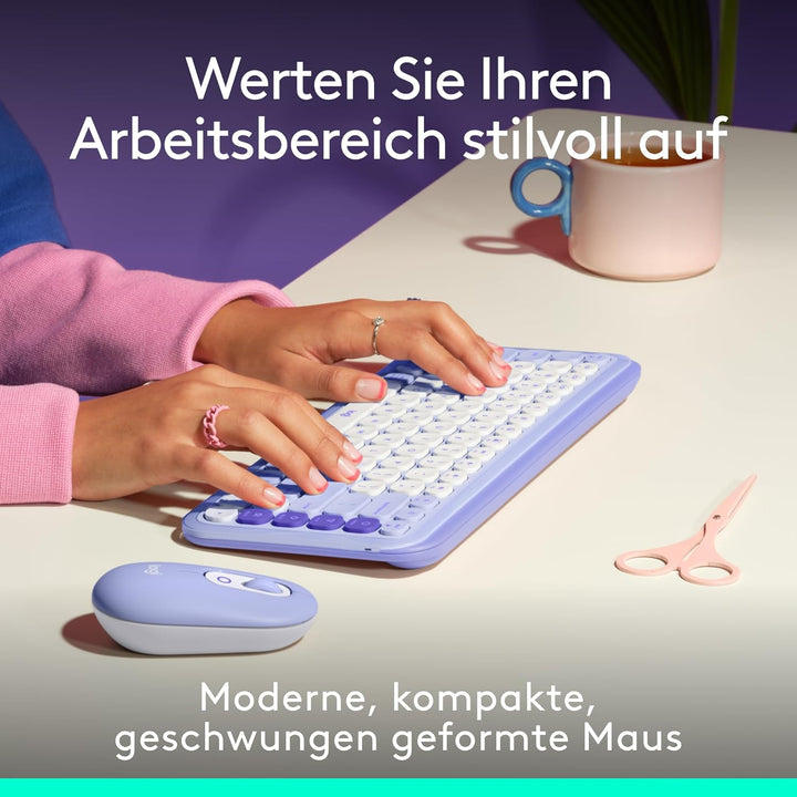 Logitech POP Mouse, kompakte und Mobile kabellose Bluetooth-Maus mit programmierbaren Tasten und lei