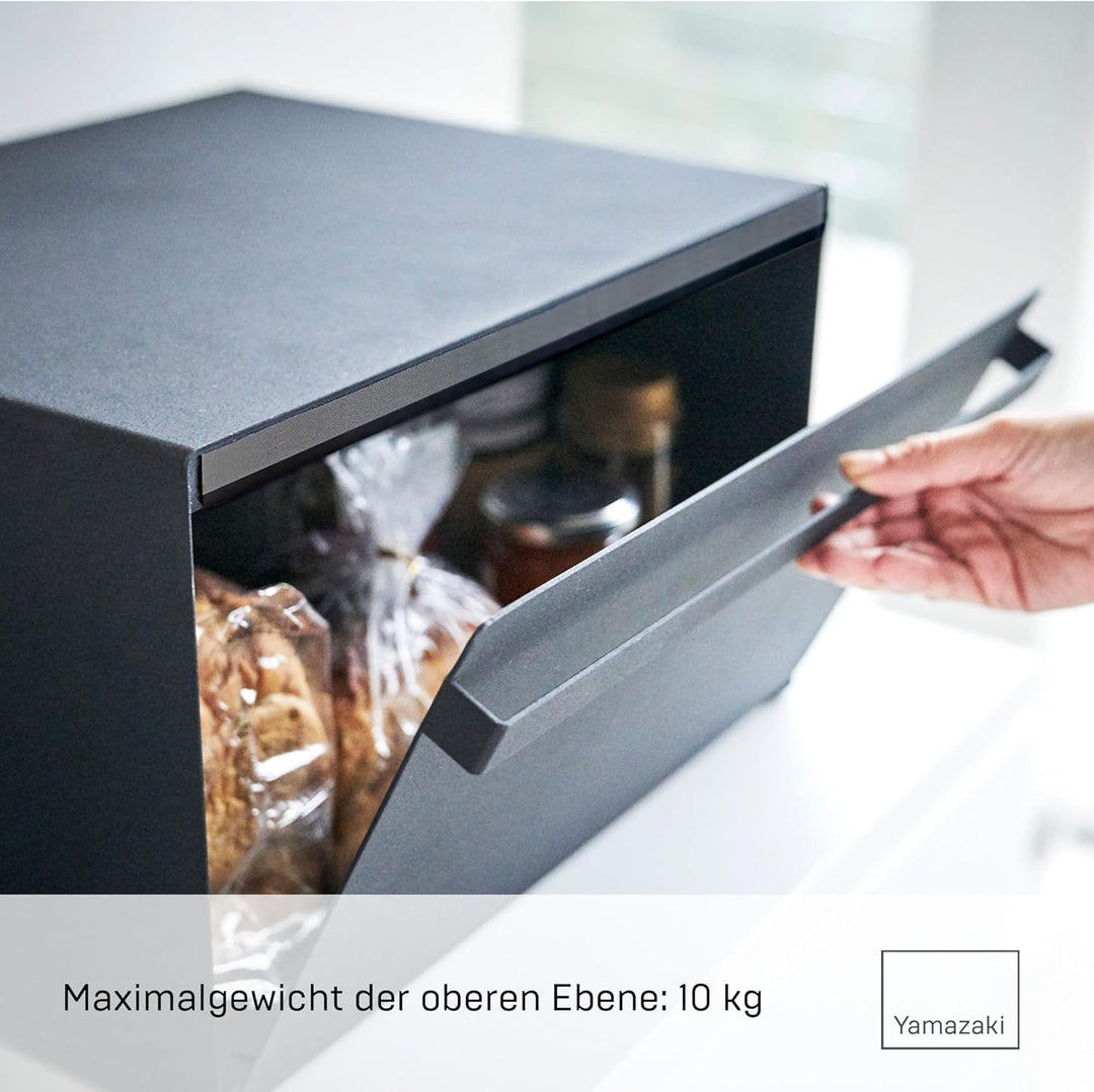 YAMAZAKI 4353 Tower Brotkasten, Stahl, Holz, Silikon,