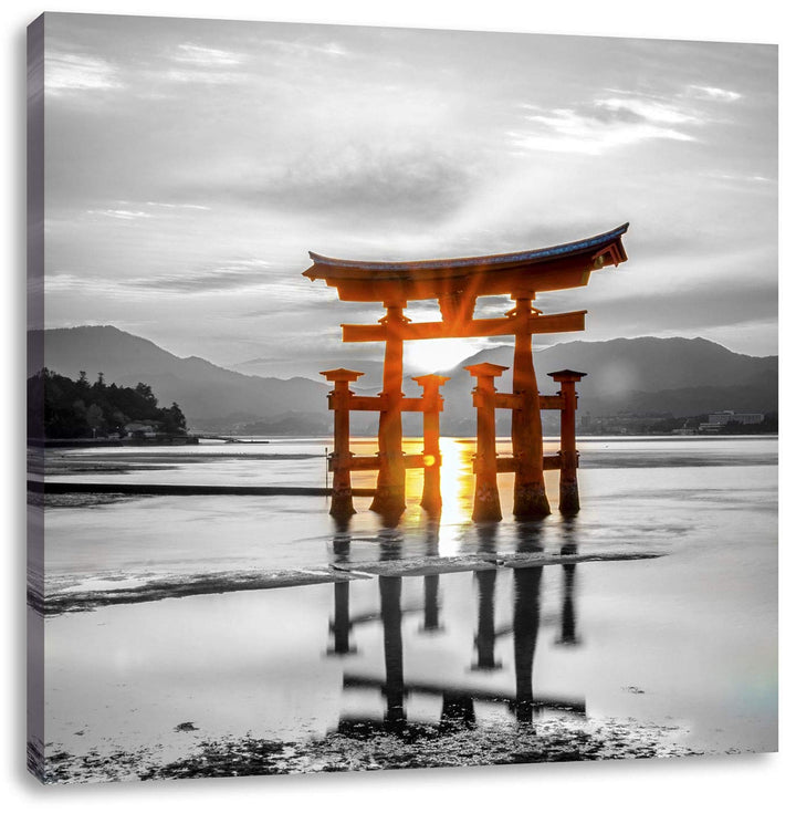 Pixxprint schönes Torii in Miyajima als Leinwandbild Quadratisch/Grösse: 70x70 / Wandbild/Kunstdruck