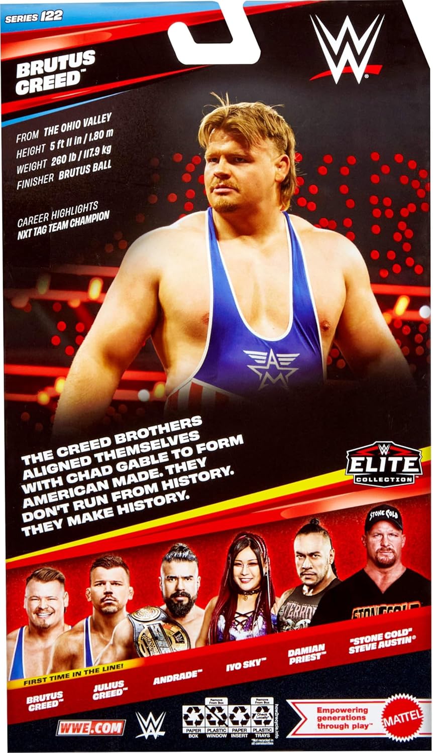 Mattel WWE Elite Actionfigur & Zubehör, Serie #118 Set, 15,2 cm grosses Sammlerstück Brutus Creed mi