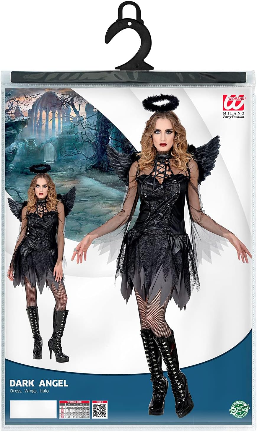 "DARK ANGEL" (dress, wings, halo) - (S), S