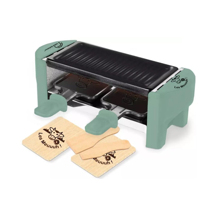 LITTLE BALANCE 8746 Raclette 2 Meuuuh...!, Raclette-Gerät für 1/2 Personen, abnehmbarer Grill, 2 Spa