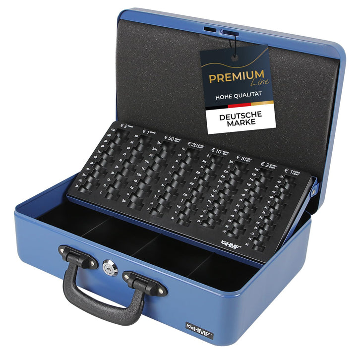 HMF 22037-05 Geldkassette Geldzählkassette 2 Tragegriffe, 36 x 25 x 11 cm, blau, Blau