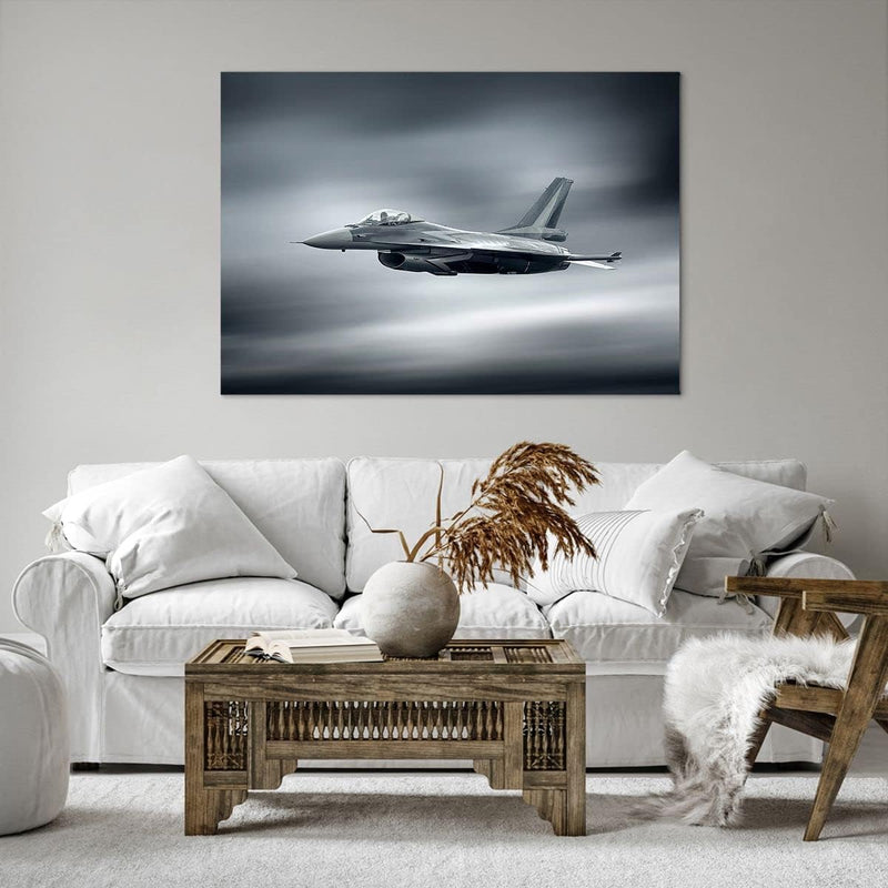 ARTTOR Bilder auf Leinwand 100x70cm Leinwandbild Flugzeug Himmel Flug Gross Wanddeko Bild Schlafzimm