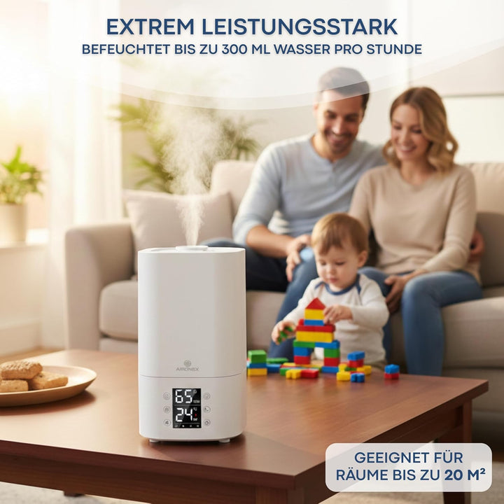 Luftbefeuchter 3.8 Liter – Top-Fill – Aroma – Luftbefeuchter – Humidifier – Geeignet für Wohnzimmer,