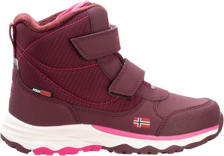 Trollkids wasserdichte Winterschuhe Wanderschuhe Hafjell, Burgunderrot Magenta