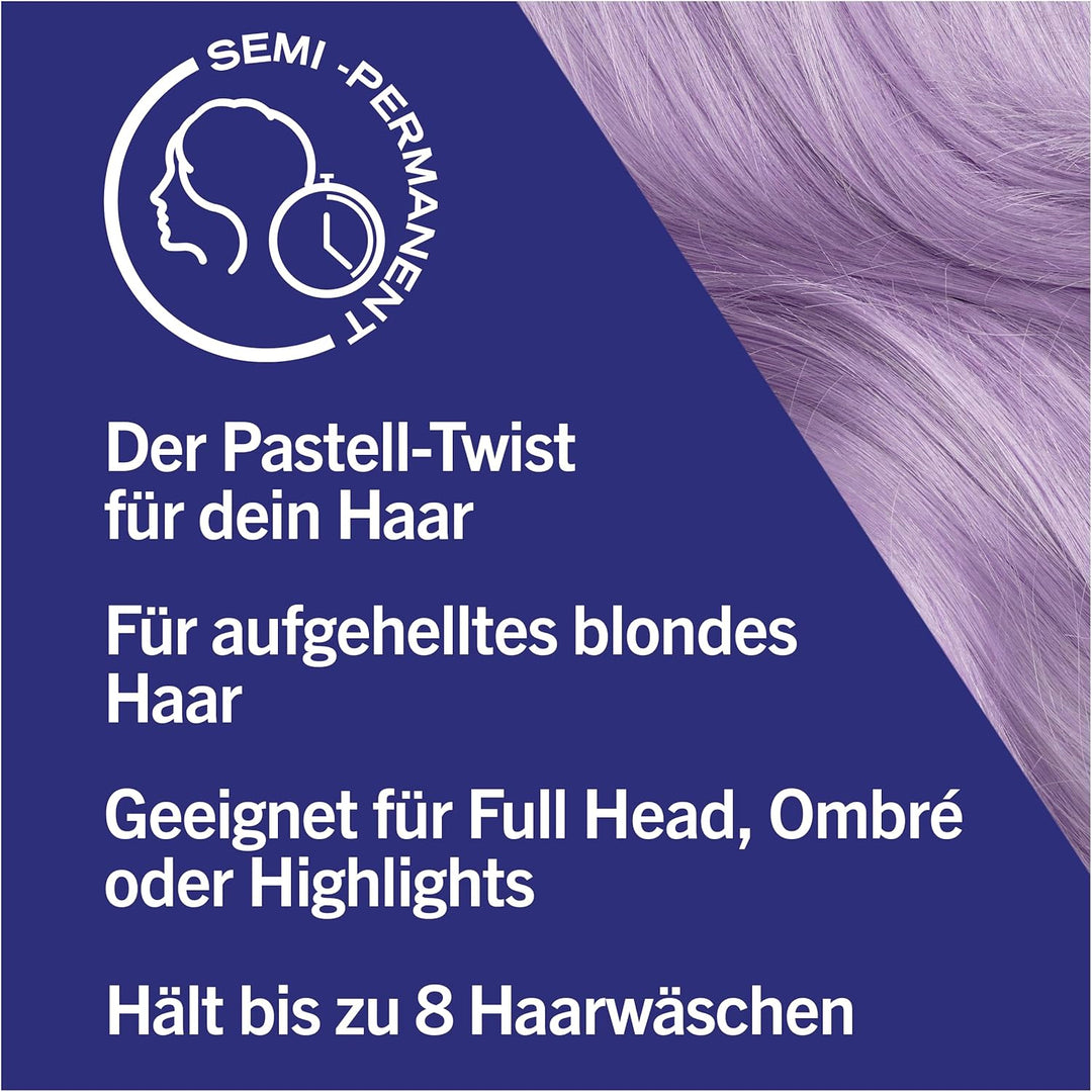 Schwarzkopf LIVE Pretty Pastels Semi-Permanente Haarfarbe P120 Lilac Crush (3 x 142,5 ml), Coloratio