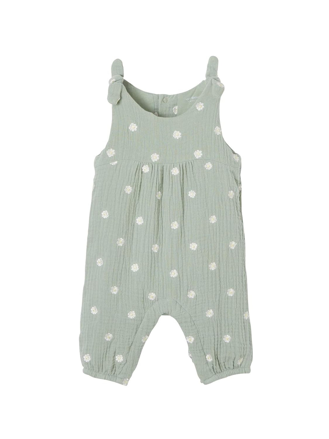 Vertbaudet Mädchen Baby Overall, bestickte Motive graugrün bedruckt 62 1 Stück (1er Pack) Vert, 1 St
