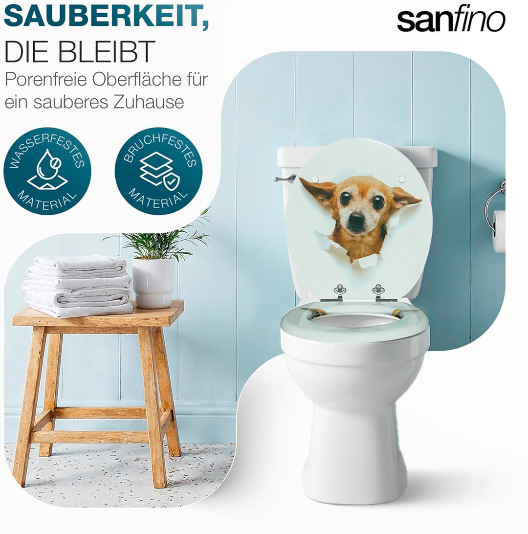 SANFINO® Premium WC Sitz mit Absenkautomatik – hochwertige Toilettendeckel aus Holz, viele bunte Mot