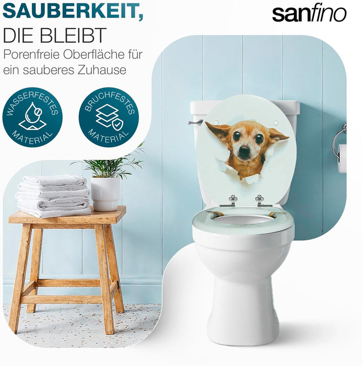 SANFINO® Premium WC Sitz mit Absenkautomatik – hochwertige Toilettendeckel aus Holz, viele bunte Mot