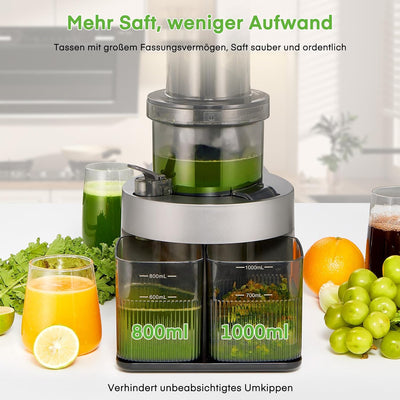 FOHERE Slow Juicer Entsafter Gemüse und Obst 119MM Öffnun Elektrische Kaltpresse mit Ruhigem 200 Wat