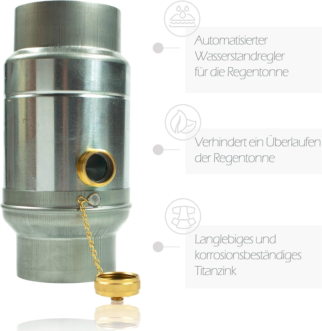 Zink Regenwassersammler 100 mm mit Schlauch- und Fassanschluss für das Fallrohr, Titanzink Regensamm