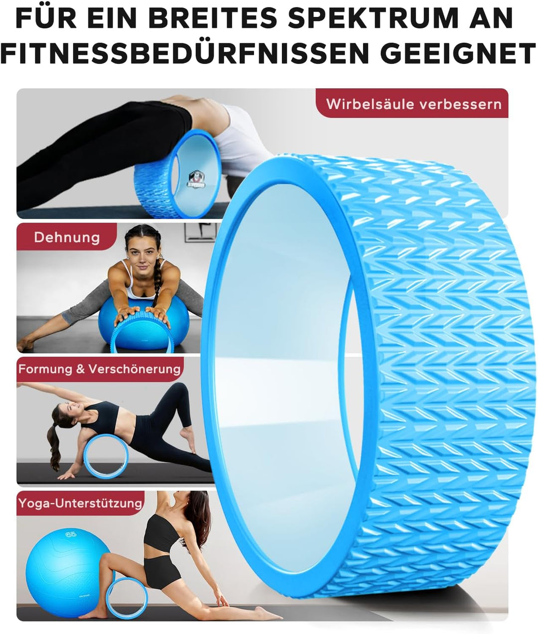 HAPBEAR Yoga Rad Set – 30 cm PP Kern für Wirbelsäulen-Alignment, Rückenschmerzen lindern & Core-Stär