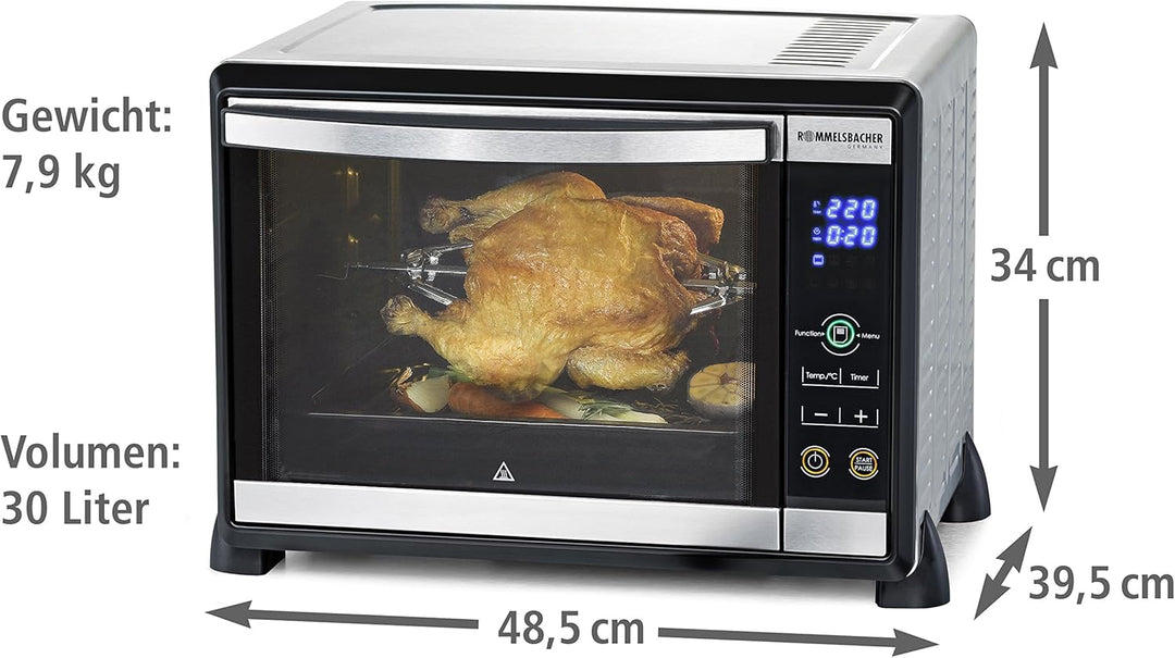 ROMMELSBACHER Elektronik Back & Grill Ofen BGE 1580/E - 30 Liter Backraum & Doppelkochplatte CT 3420