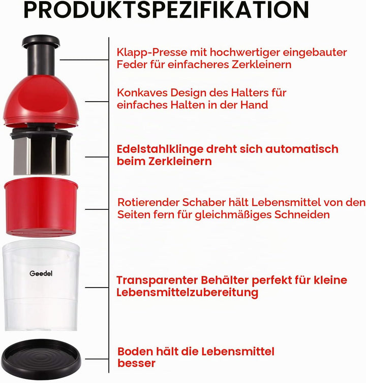 Manuelle Zerkleinerer, Knoblauch Zwiebelschneider Slap Chopper für Küche, Leicht Zu Reinigender Gemü