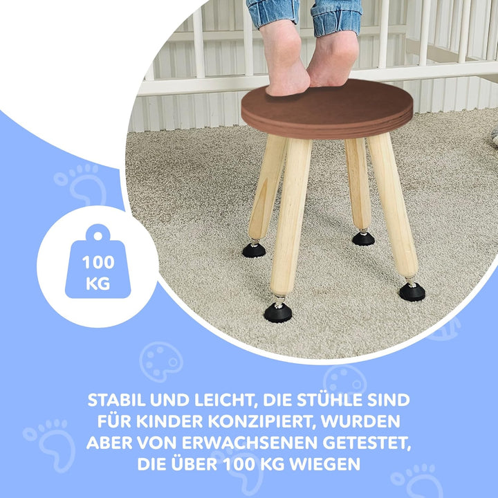 Cateam Tritthocker aus Holz für Kinder und Kleinkinder – 1er-Set – Nussbaum – Kinderhocker mit auszi
