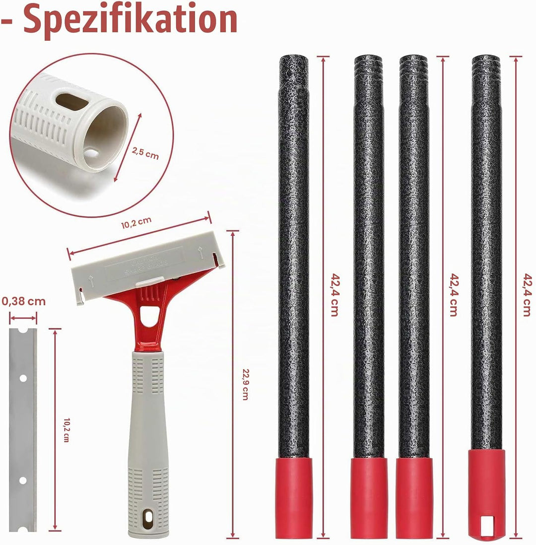 Tapetenschaber lang, Farbschaber mit langem Stiel, 1 Stück Tapetenschaber mit Gummigriff, Fenstersch