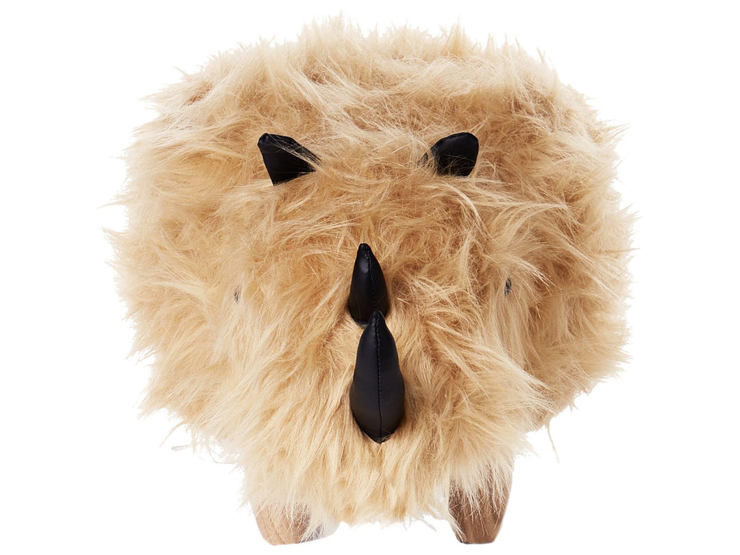 Flauschiger Hocker in Tierform Felloptik sandbeige Tierhocker für Kinder Rhino