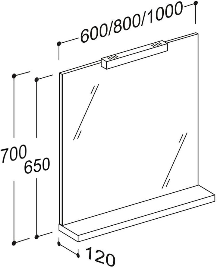 Sieper | Badezimmer Spiegel mit Beleuchtung und Ablage 80 cm Wandspiegel, Badspiegel energiesparend,
