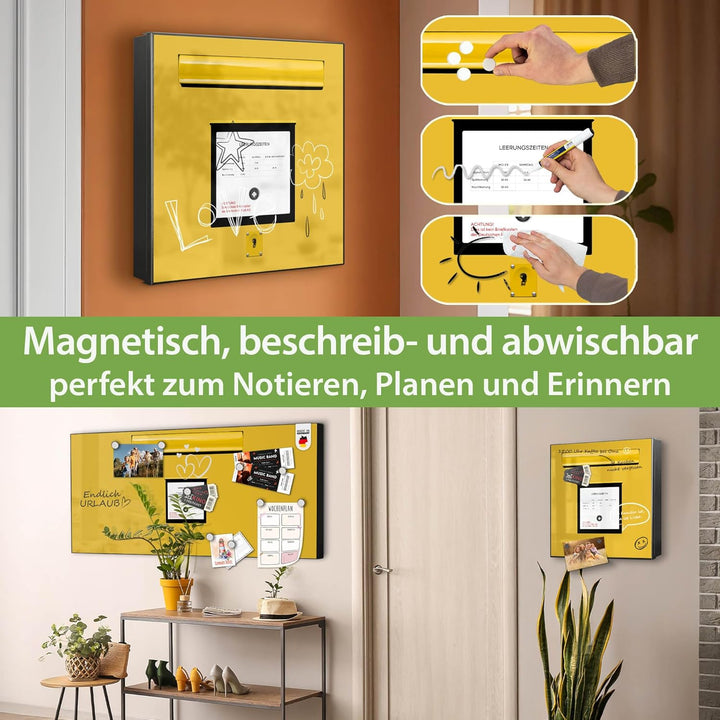 banjado Grosser Schlüsselkasten Glas - Schlüsselbox 30x30cm mit 50 Haken - Schlüsselkasten modern fü