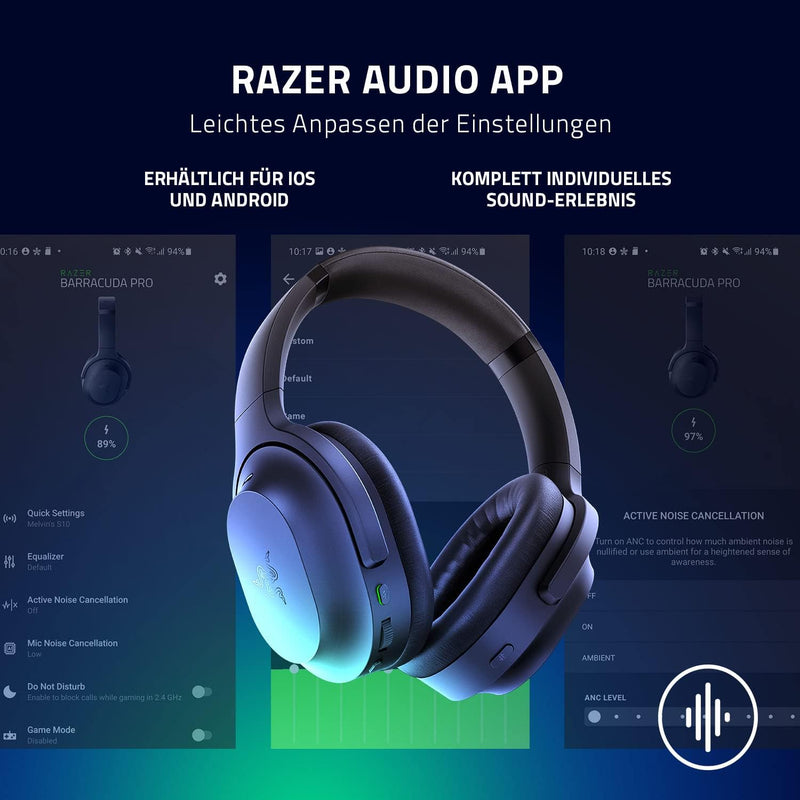 Razer Barracuda Pro - Kabelloses Gaming-Headset mit Hybrid ANC (Hybrid ANC, THX Achromatic Audio Amp