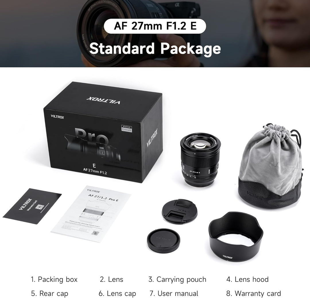 VILTROX 27mm f/1.2 AF E Objektiv für Sony E-Mount, f/1.2 Autofokus-Festbrennweite für Sony E-Mount K