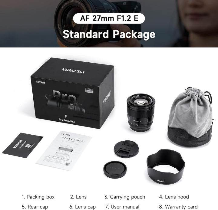VILTROX 27mm f/1.2 AF E Objektiv für Sony E-Mount, f/1.2 Autofokus-Festbrennweite für Sony E-Mount K