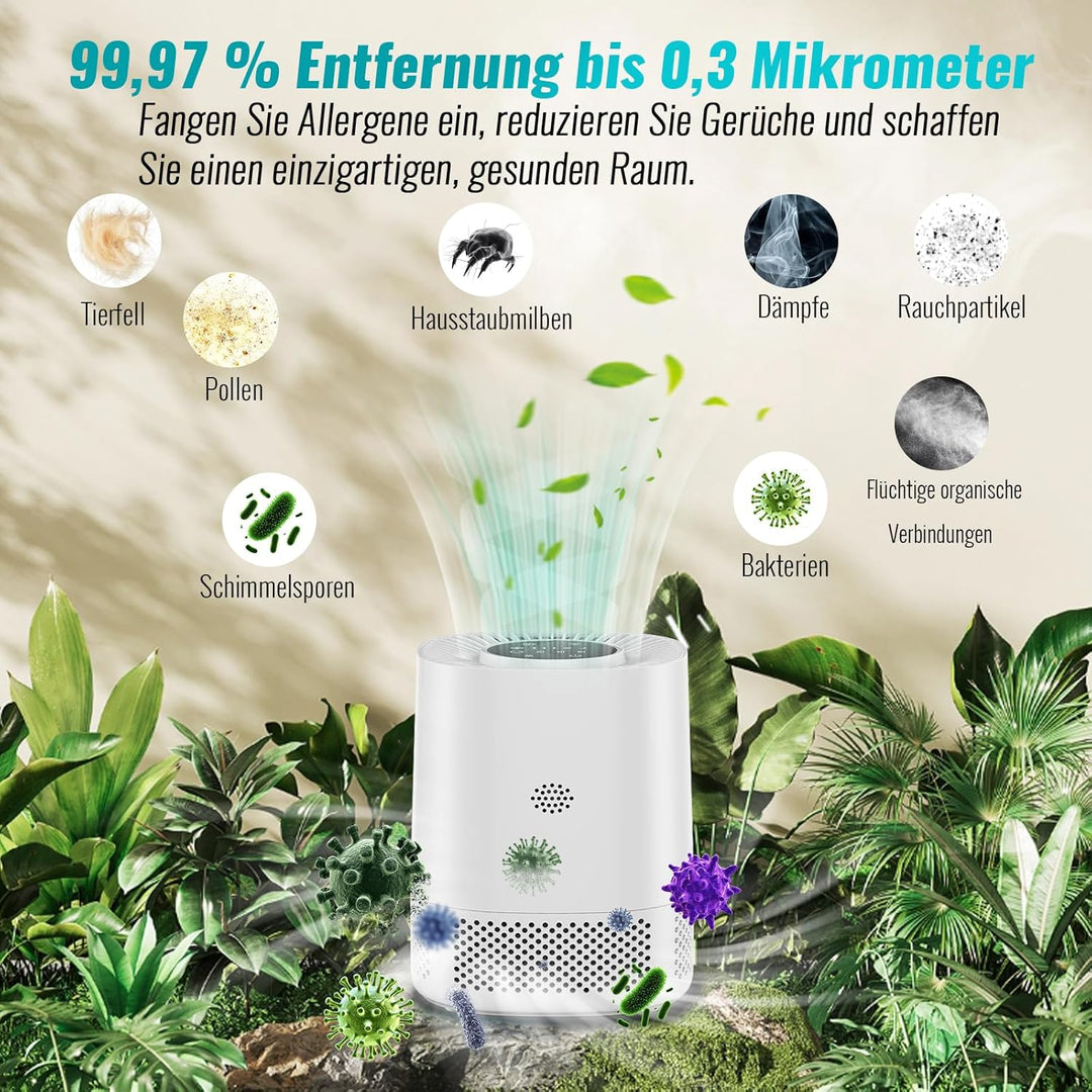 Luftreiniger mit H13 HEPA Filter, Filtert 99,97% des Staubs und Partikel bis zu Einer Grösse von 0,3