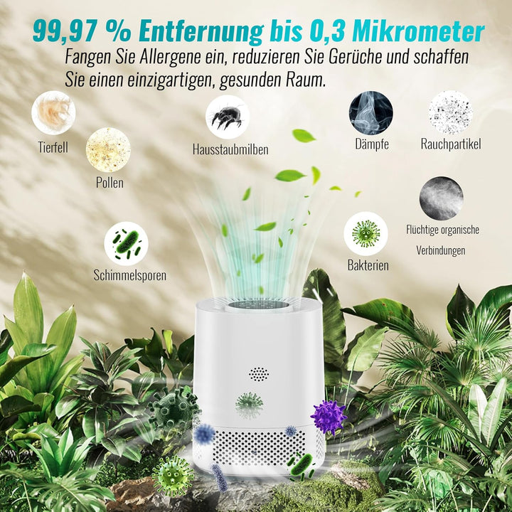 Luftreiniger mit H13 HEPA Filter, Filtert 99,97% des Staubs und Partikel bis zu Einer Grösse von 0,3