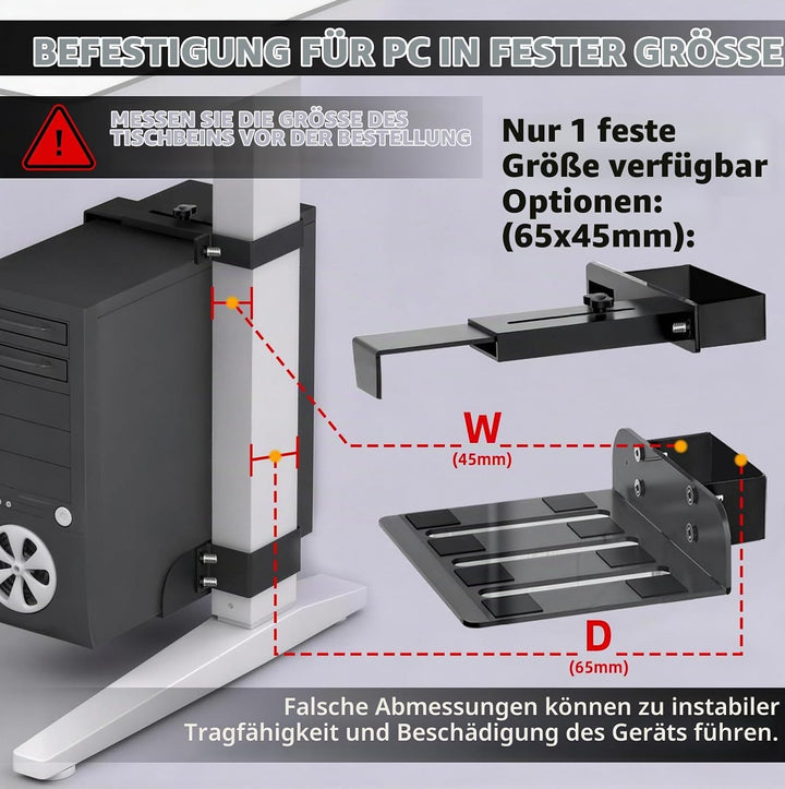 PC Halterung Unter Schreibtisch,Montage Ohne Bohren, Breite Und Höhe Verstellbar, Passend für Die Me