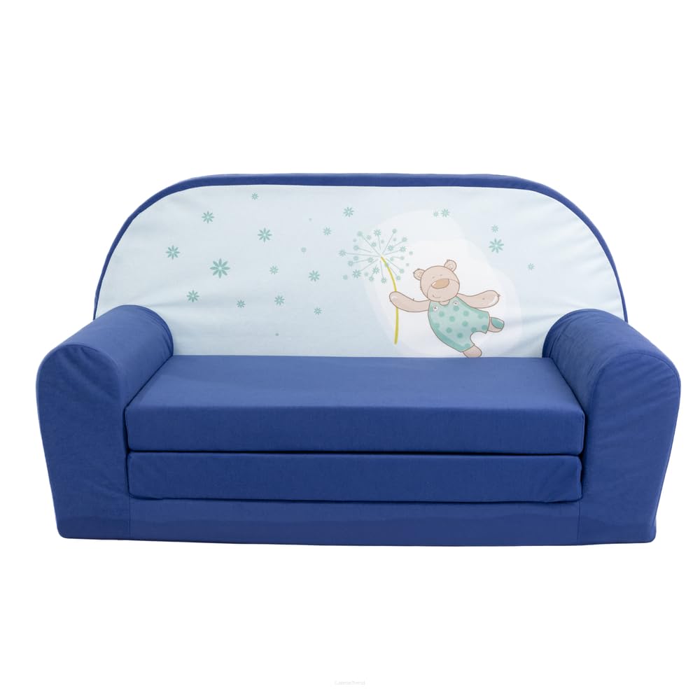 FORTISLINE Ausklappbares Kindersofa Mini Baren und Blumen Abnehmbarer Bezug Spielsofa Kuschelsofa Üb