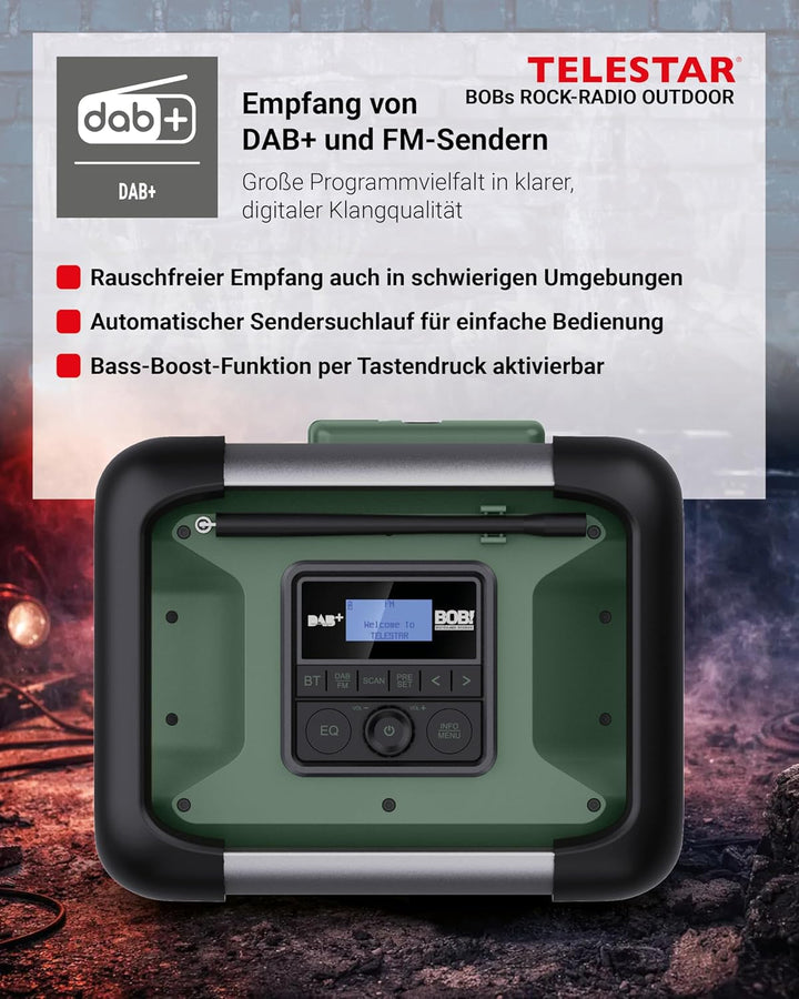 TELESTAR BOBs Rock Radio Outdoor – Baustellenradio (Robustes Radio mit DAB+, Bluetooth Audio-Streami